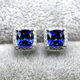 Cushion Square Tanzanite Sapphire Stud Earrings for Women in Sterling Silver