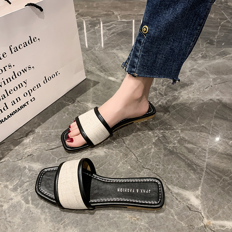小香风平底拖鞋女夏季外穿2025新款时尚法式小凉拖软底沙滩一字拖,淘宝优惠券,粉丝福利购,淘宝优惠卷