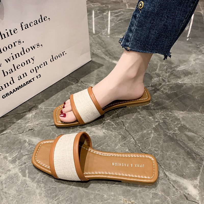 小香风平底拖鞋女夏季外穿2025新款时尚法式小凉拖软底沙滩一字拖,淘宝优惠券,粉丝福利购,淘宝优惠卷