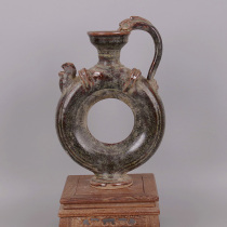 Song Yue Kiln Tea Ink Glaze Dragon Handle Chicken Head Circle of Circle Pot Imitation Ancient Porcelain Ancient Play Jingdezhen Collection Goods Officer Kiln Pendulum