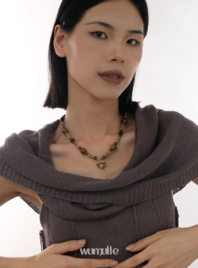 画图石天然木质男女原创自制项链