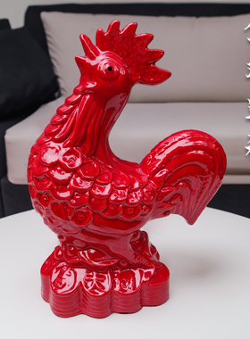 陶瓷公鸡摆件风水补角招财镇宅品