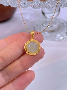 天然和田玉圆牌吊坠原创百搭款