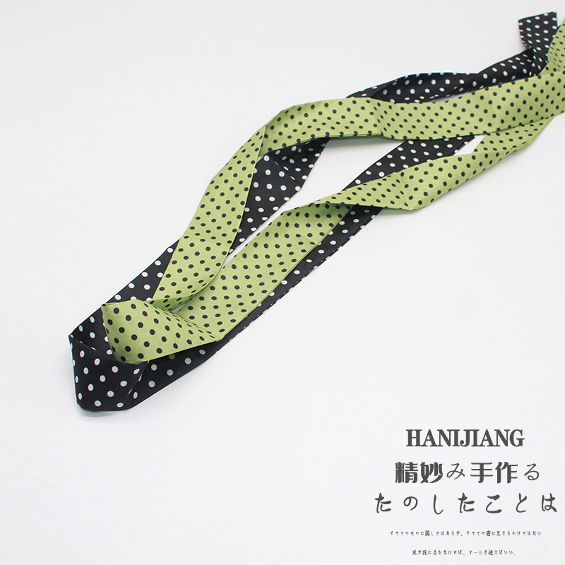 清新草绿波点长条窄款丝巾系脖高级感挂脖小领巾围脖搭配飘带颈饰,淘宝优惠券,粉丝福利购,淘宝优惠卷