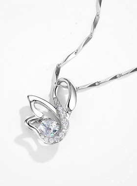 PT950铂金项链女小天鹅锁骨链轻奢小众设计感百搭吊坠2022年夏季