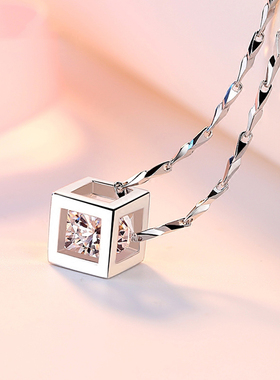 18k白金莫桑石钻石项链女PT950铂金锁骨链吊坠情人节生日送礼物