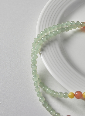 高冰和田玉108颗念珠佛珠手链