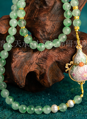 锦衣天承   蜀锦珍珠玉石蜀锦项链锦绣葫芦国风项链