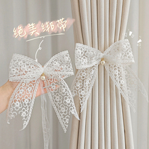 Curtain strap pair of dress lace butterfly ligation loincloth light lavish style handmade yarn curtain meritless tie rope curtain buckle