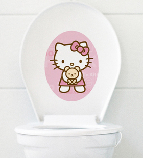韩国hello kitty可爱马桶贴纸防霉防水卫生间装饰欧式彩色小清新