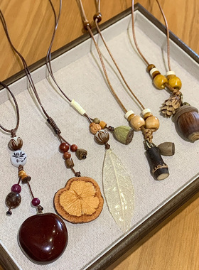 复古毛衣链度假民族风配饰吊坠果实项链女小众波西米亚风挂脖菩提