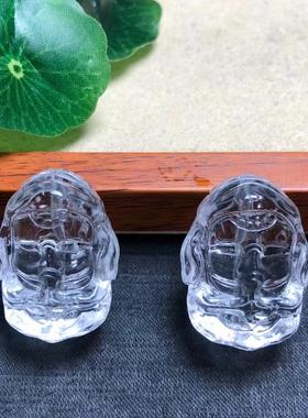 天然水晶白水晶雕刻象神手工diy手链项链吊坠车挂钥匙扣包挂配饰