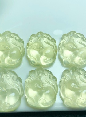 天然黄水晶雕刻九尾狐吊坠手工DIY手链项链胸饰车挂水晶配饰