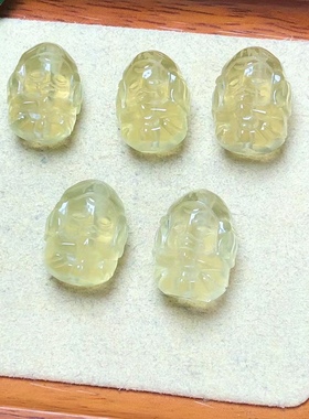 天然黄水晶雕刻象神手工DIY手链项链吊坠手机链钥匙扣饰品配饰