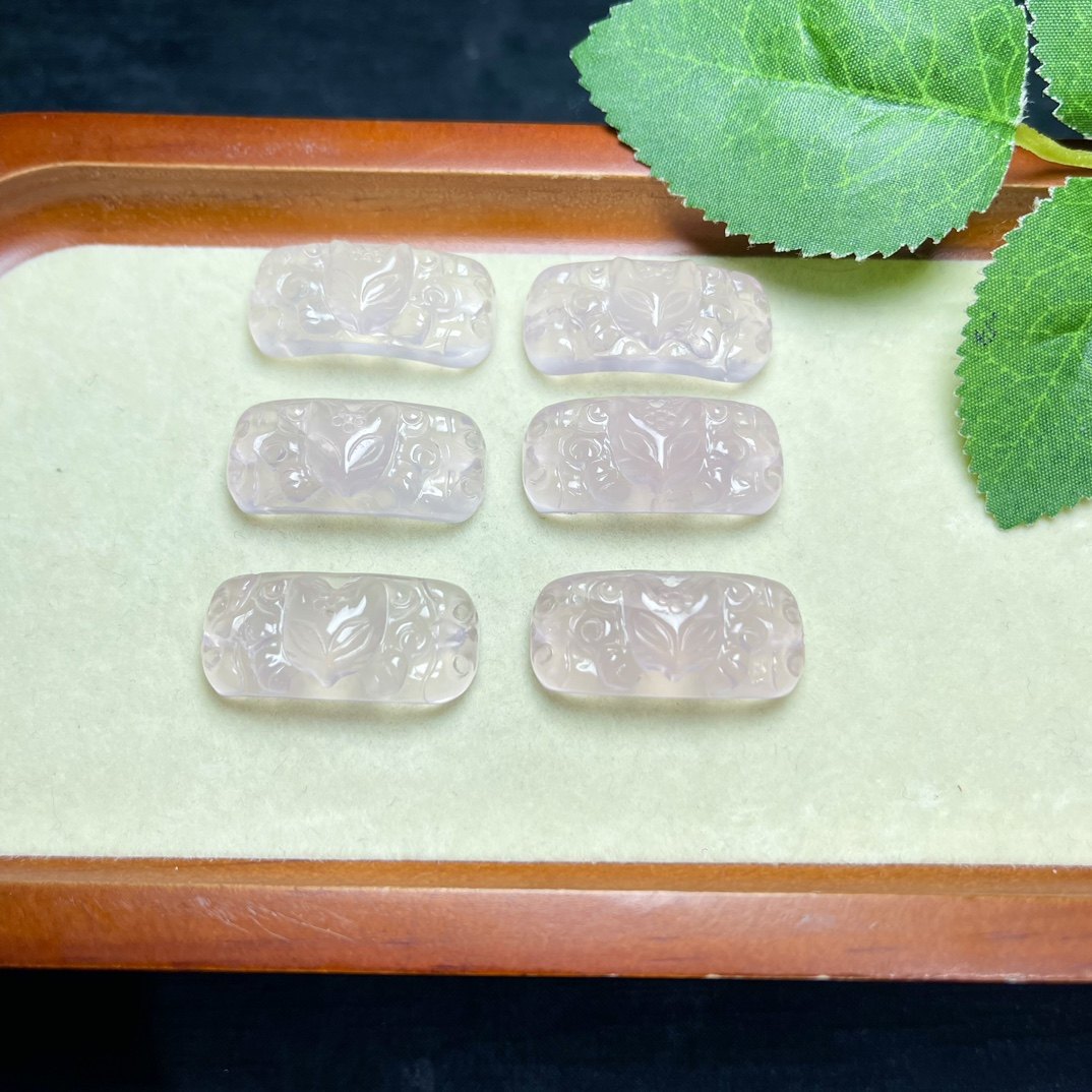 天然粉晶雕刻狐牌手工diy手链项链手牌水晶饰品配饰,淘宝优惠券,粉丝福利购,淘宝优惠卷