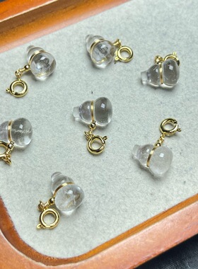 天然白水晶葫芦滴溜配件手工diy手链项链钥匙扣车挂饰品