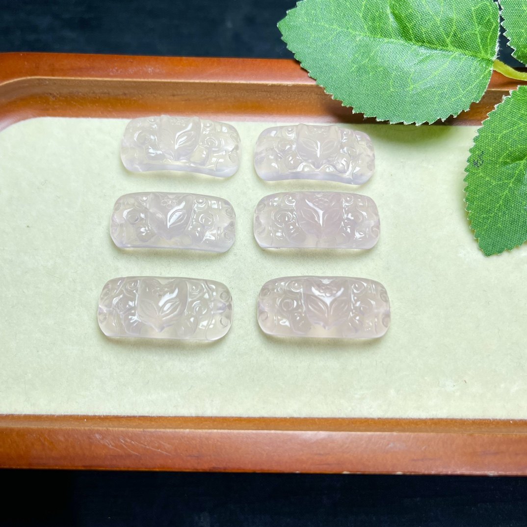 天然粉晶雕刻狐牌手工diy手链项链手牌水晶饰品配饰,淘宝优惠券,粉丝福利购,淘宝优惠卷