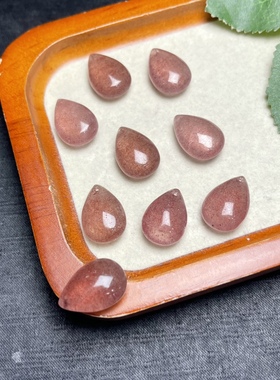 天然草莓晶水滴吊坠手工diy手链项链吊坠步摇发簪耳饰水晶配饰