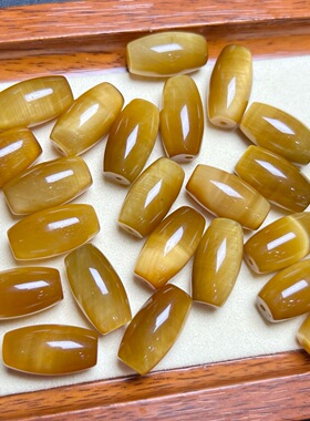 天然金虎眼桶珠雕刻件手工DIY手链项链耳环串链水晶配件饰品挂件