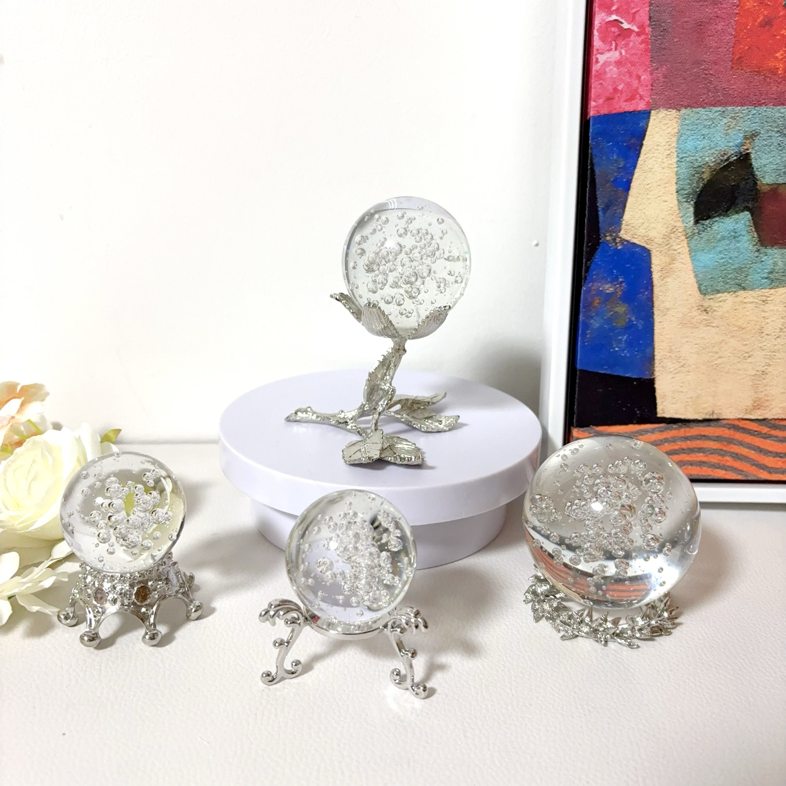 银色轻奢创意水晶球展示架底座金属电镀支架球托架放置架陈列底座,淘宝优惠券,粉丝福利购,淘宝优惠卷