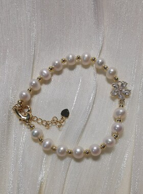 天然淡水珍珠手链轻奢锆石百搭