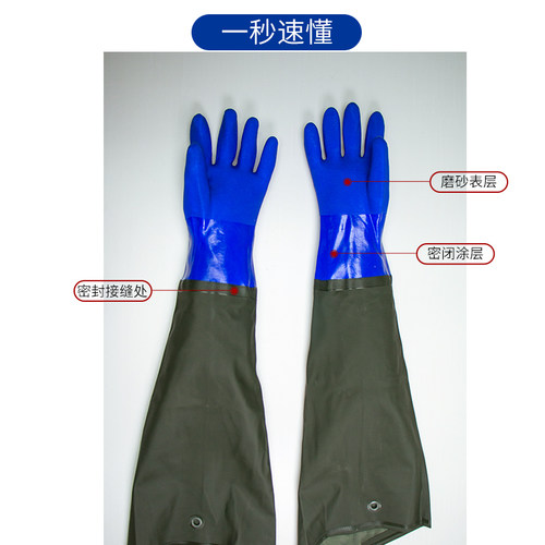 劳保手套防滑耐磨颗粒加长耐用工业防油防水干活洗碗手套不易破烂 - 图1