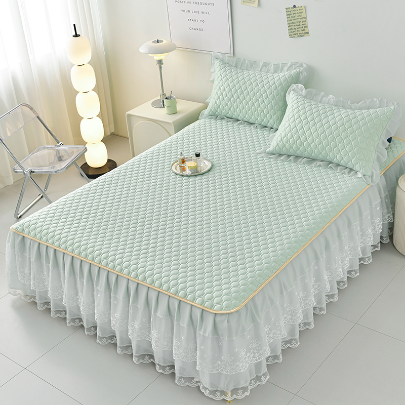 乳胶冰丝凉席三件套夏天可机洗软垫床上用品水洗空调席1.8m床裙款,淘宝优惠券,粉丝福利购,淘宝优惠卷