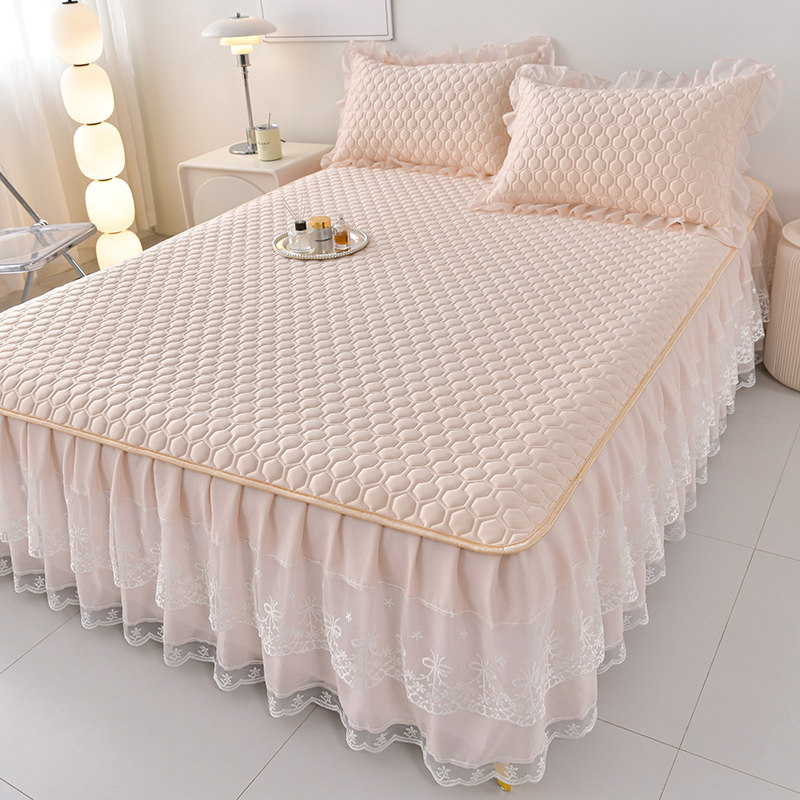 乳胶冰丝凉席三件套夏天可机洗软垫床上用品水洗空调席1.8m床裙款,淘宝优惠券,粉丝福利购,淘宝优惠卷