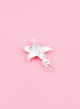 S925纯银坠子海洋风海星挂件手工串珠DIY珍珠手链项链配件银饰品
