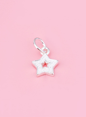 S925纯银五角双星小配件DIY串珠编绳手绳项链脚链银饰小挂件材料