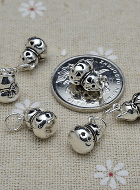 首饰纯银镂空星月葫芦材料吊坠