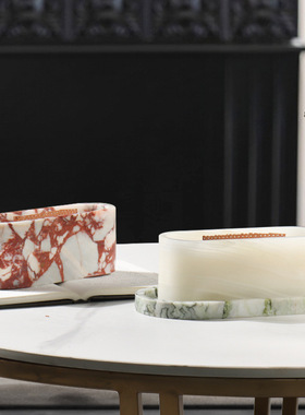 天然大理石轻奢香薰烛台杯摆件