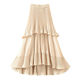 Irregular short front and long back skirt pleated cake skirt