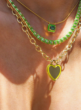 LUVAJ绿宝石方糖吊坠项链