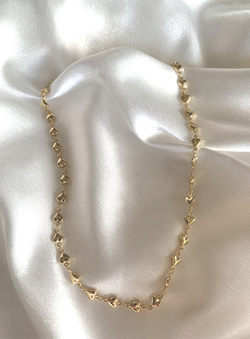 crystalhaze金色同款小爱心素链