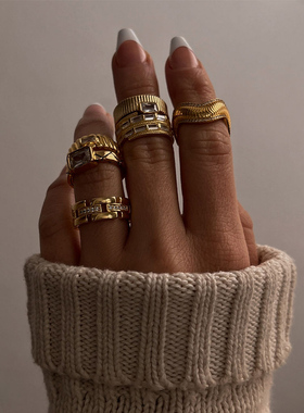 luvaj缠绕戒指微镶锆石欧美轻奢