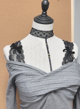 神秘黑龙心蕾丝T字项链