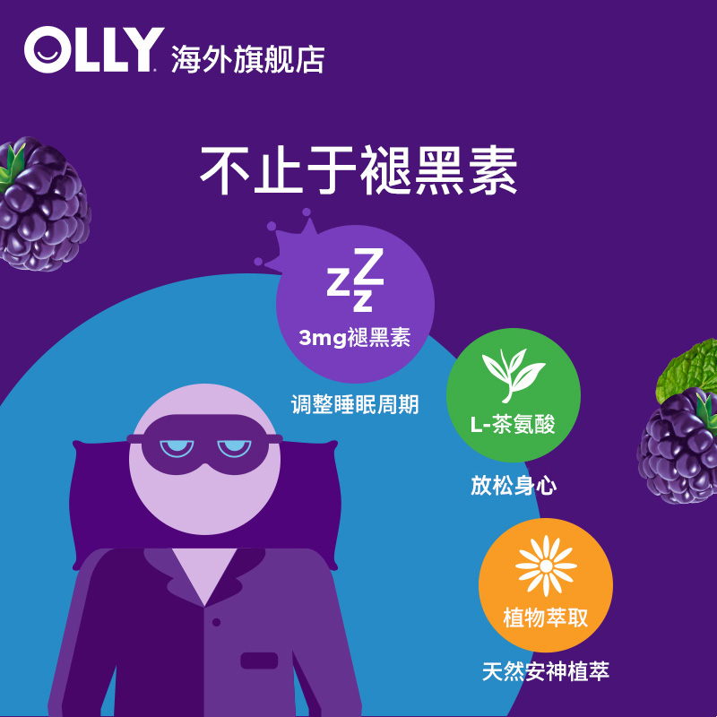 OLLY褪黑素安瓶sleepwell改善睡眠软糖退黑褐色素失助眠褪黑素片 - 图0