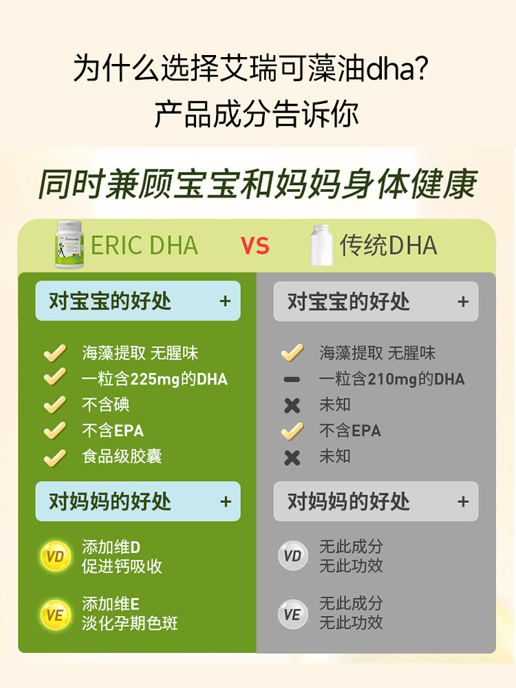 艾瑞可dha海藻油孕妇专用孕产妇 careplus海外孕产妇DHA