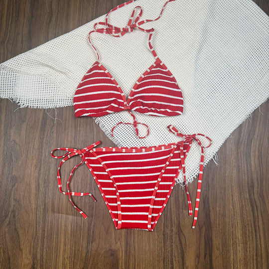 Bikini new retro striped split swimsuit