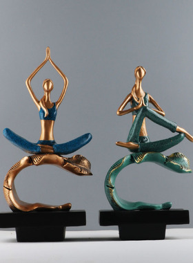 文艺风看书女孩瑜珈电视柜小摆件