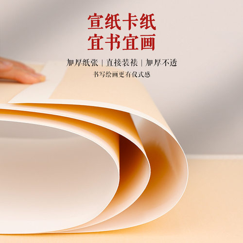 加厚生宣卡纸国画专用宣纸儿童水彩画毛笔字练习书法半生半熟宣纸 - 图0