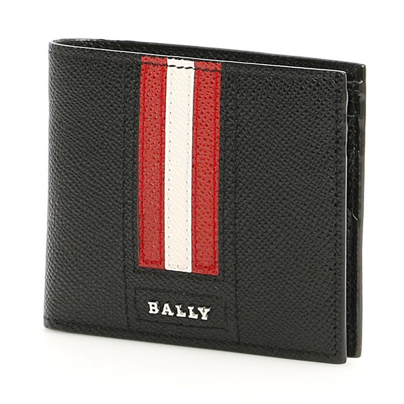 Bally/巴利男包男士黑色牛皮压纹条纹对折时尚短款钱包 6224892-图1