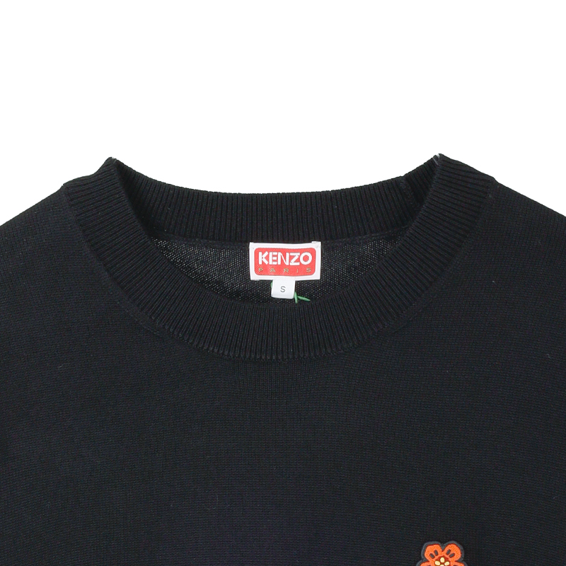 KENZO高田贤三新款男士图案刺绣套头黑色针织衫毛衣3LB 5PU381