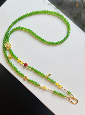 泰国佛牌链唐卡挂链绿玉髓双耳