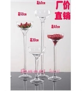 高脚杯透明玻璃花瓶式酒杯烛台