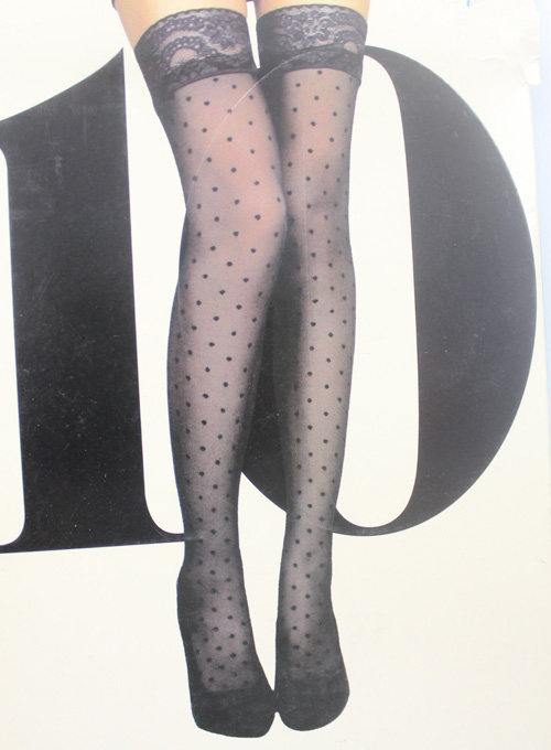 超薄过膝黑丝长筒袜硅胶防滑蕾丝提花点点 高筒袜性感包芯丝女夏,淘宝优惠券,粉丝福利购,淘宝优惠卷