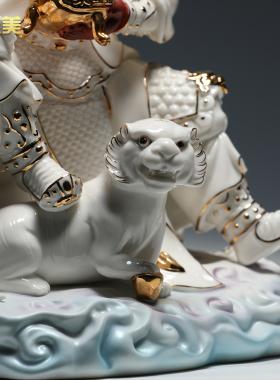 微美12至16寸武财神赵公明神像五路财神家用财神爷聚宝招财摆件