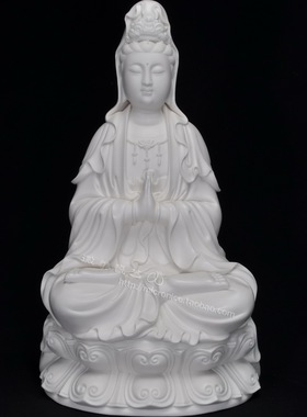 13寸18寸双手合十坐古莲观音摆件