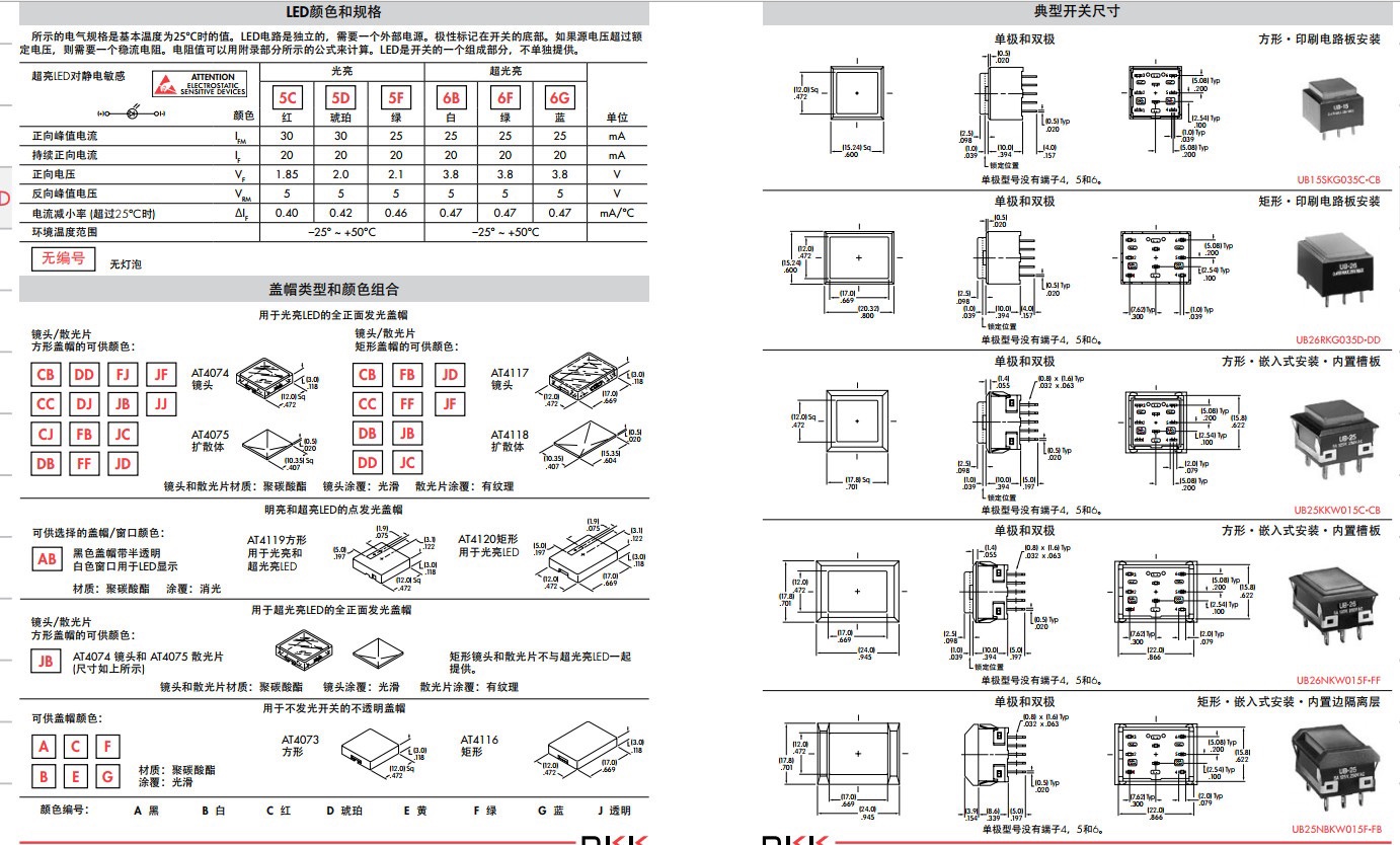 日本 UB-16Ha1 方形轻触开关18*18 带灯按键 绿灯 5脚 自锁按钮